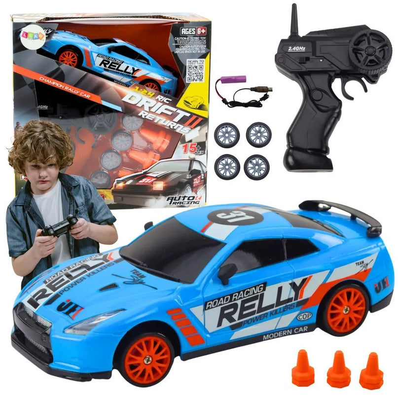 Mėlynas R/C sportinis automobilis 1:24