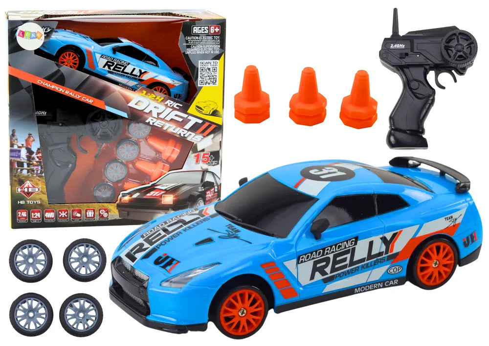 Mėlynas R/C sportinis automobilis 1:24