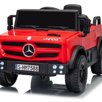 Mercedes Unimog 6V raudonas elektromobilis