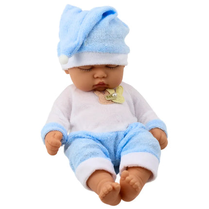 Mieganti kūdikio lėlė mėlyna pižama 24 cm