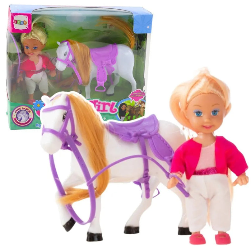 Mini lėlė su arkliuku rinkinyje