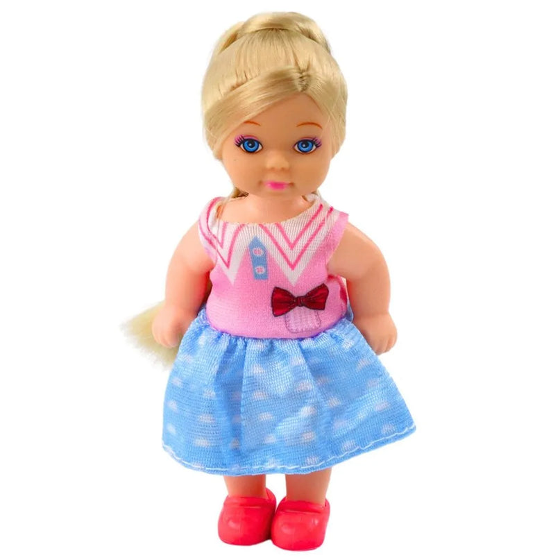 Mini lėlė su dviem šuniukais ir lova