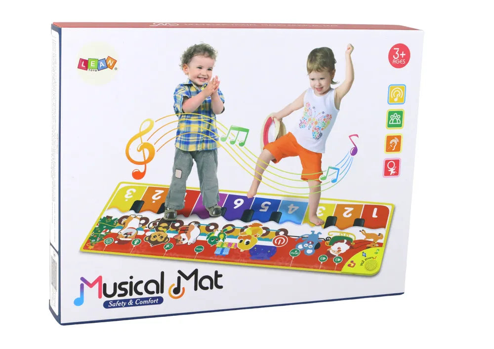 Muzikinis šokių kilimėlis su gyvūnais, įrašymo funkcija ir klavišais, 3+