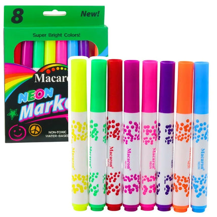 Neoninių markerių rinkinys – 8 vnt., vandens pagrindo