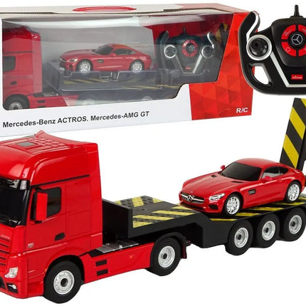 Nuotoliniu būdu valdomas Mercedes‑Benz 1:26 raudonas tralas