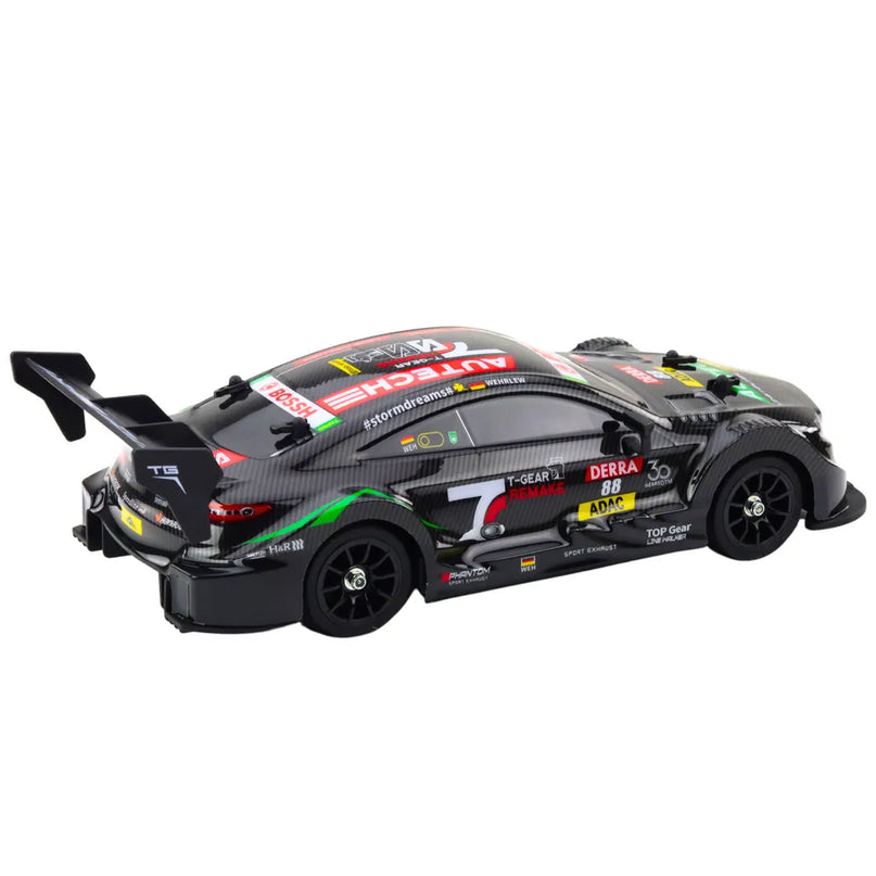 Nuotoliniu valdomas lenktyninis automobilis RC 1:16 „Black Carbon“ su LED apšvietimu, 30 km/h