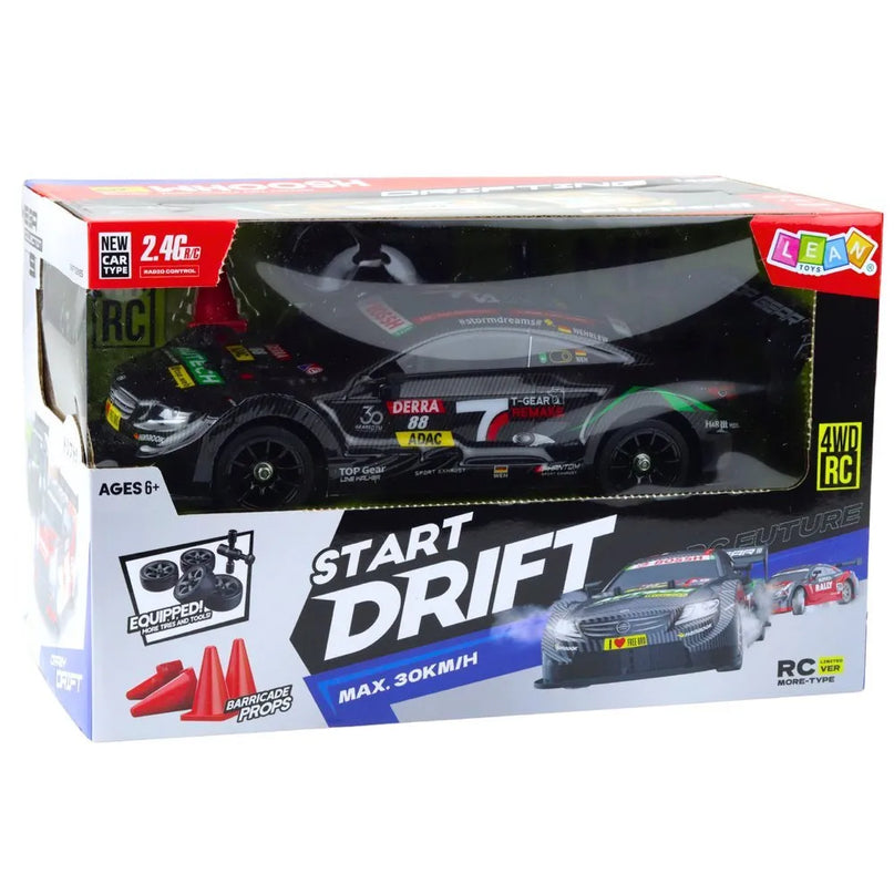Nuotoliniu valdomas lenktyninis automobilis RC 1:16 „Black Carbon“ su LED apšvietimu, 30 km/h