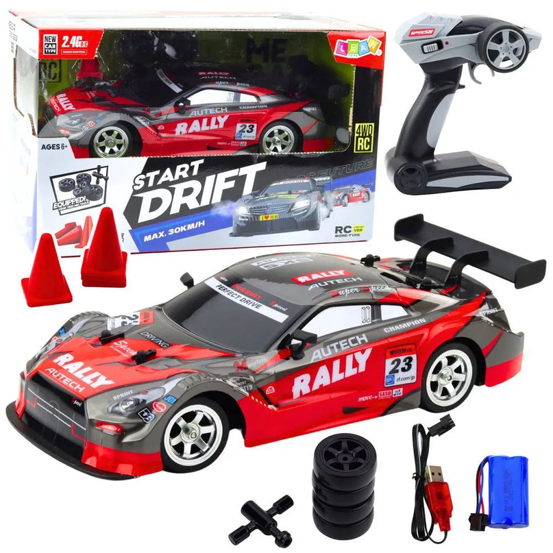 Nuotoliniu valdomas lenktyninis automobilis RC 1:16 „Red Monster“ su LED apšvietimu, 30 km/h