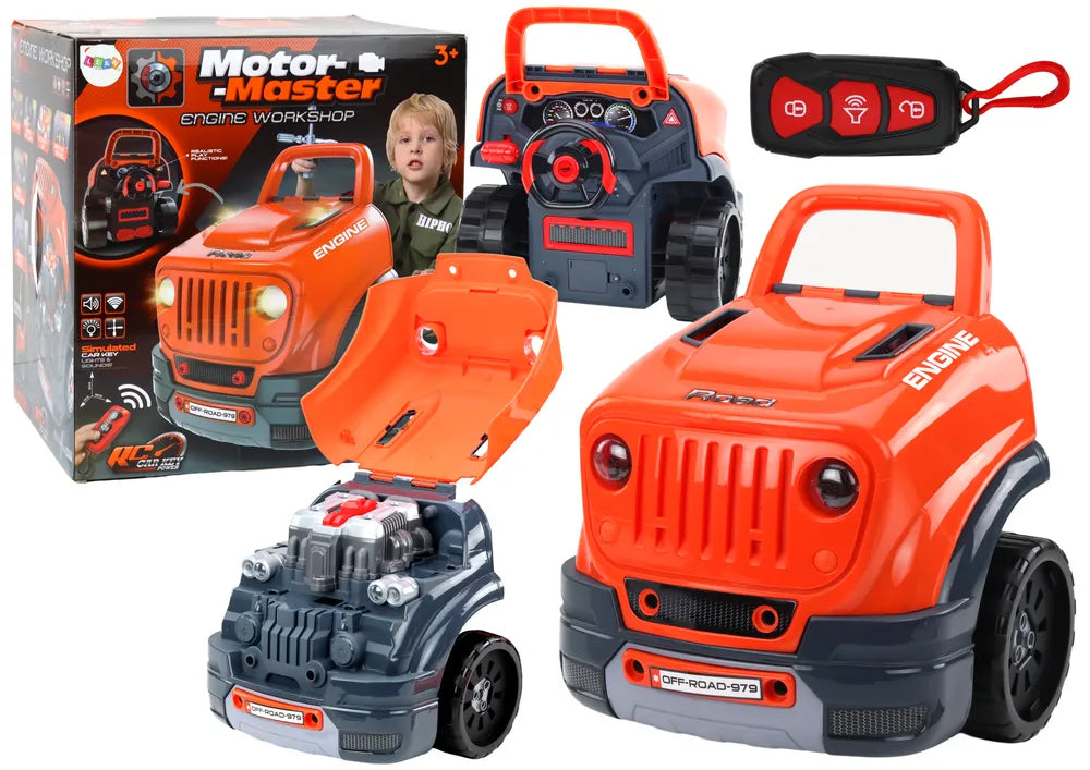 Oranžinis automobilio variklio išardymo rinkinys vaikams