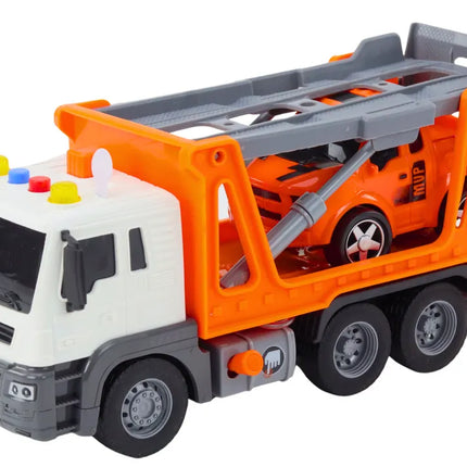 Oranžinis tralas su automobiliu 1:16