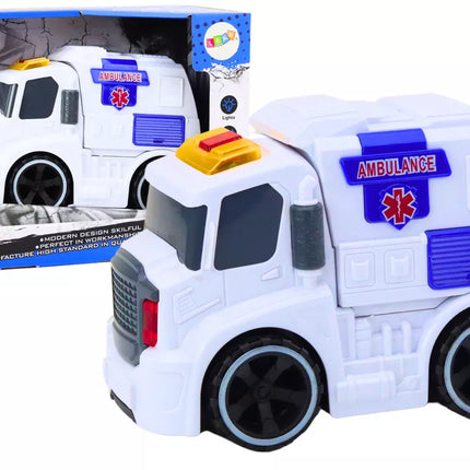 Baltas greitosios pabalbos automobilis