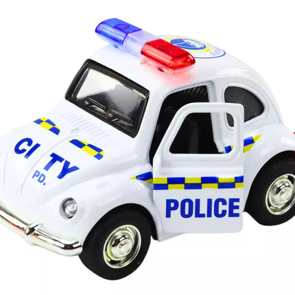 Klasikinis baltas policijos automobilis