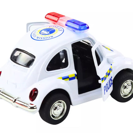 Klasikinis baltas policijos automobilis