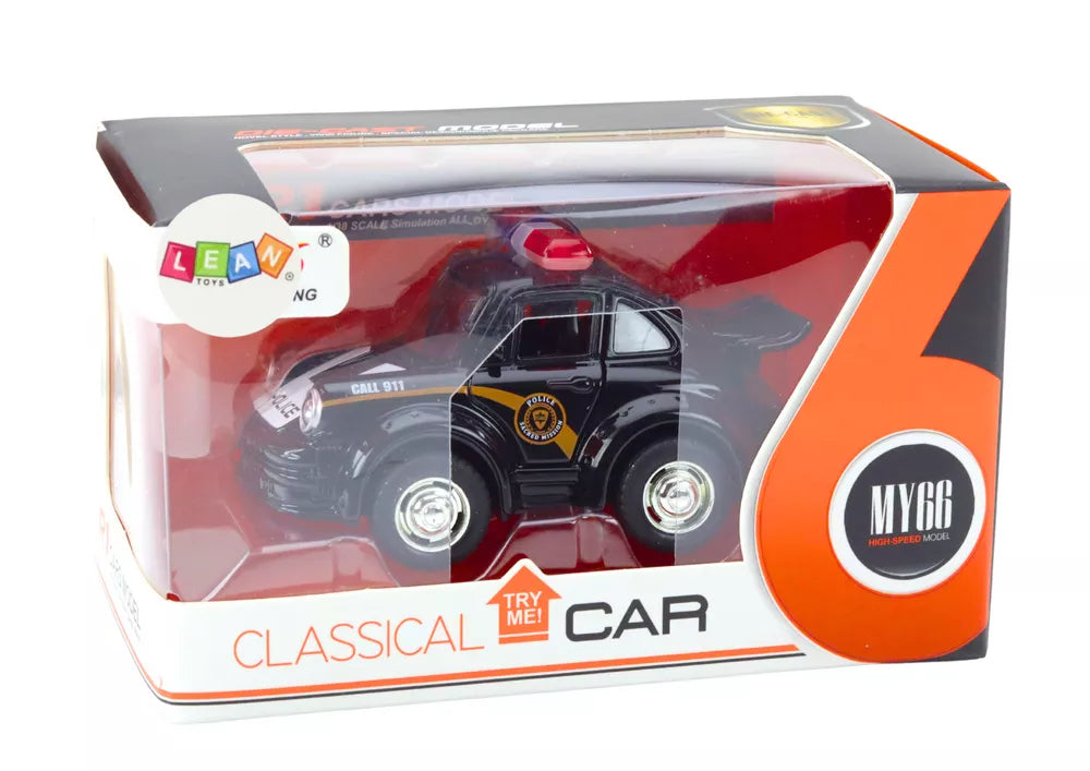 Klasikinis juodas policijos automobilis