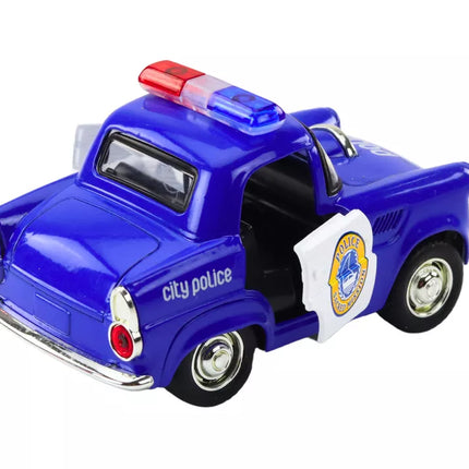 Klasikinis mėlynas policijos automobilis