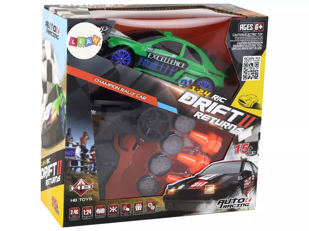 Nuotoliniu būdu valdomas sportinis automobilis R/C 1:24 Žalia keičiami ratai