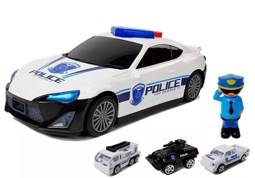 Policijos automobilis su policininko figurėle
