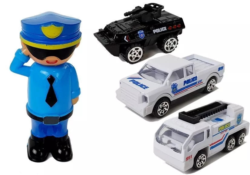 Policijos automobilis su policininko figurėle