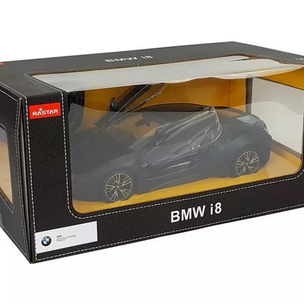 Automobilis R/C BMW i8 Rastar 1:14 Juodos spalvos automatinės durys