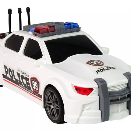 Baltas sportinis policijos automobilis