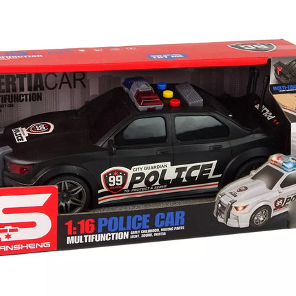 Juodas sportinis policijos automobilis