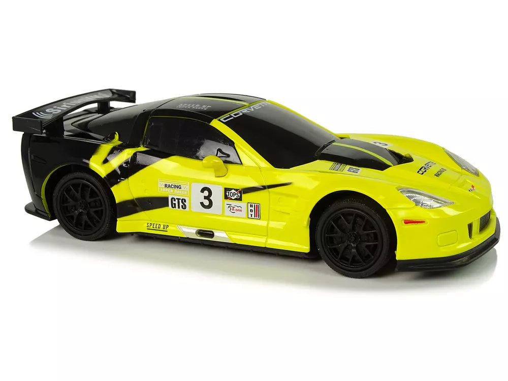 Sportinis automobilis R/C 1:24 Corvette C6.R geltonas 2.4 G žibintai