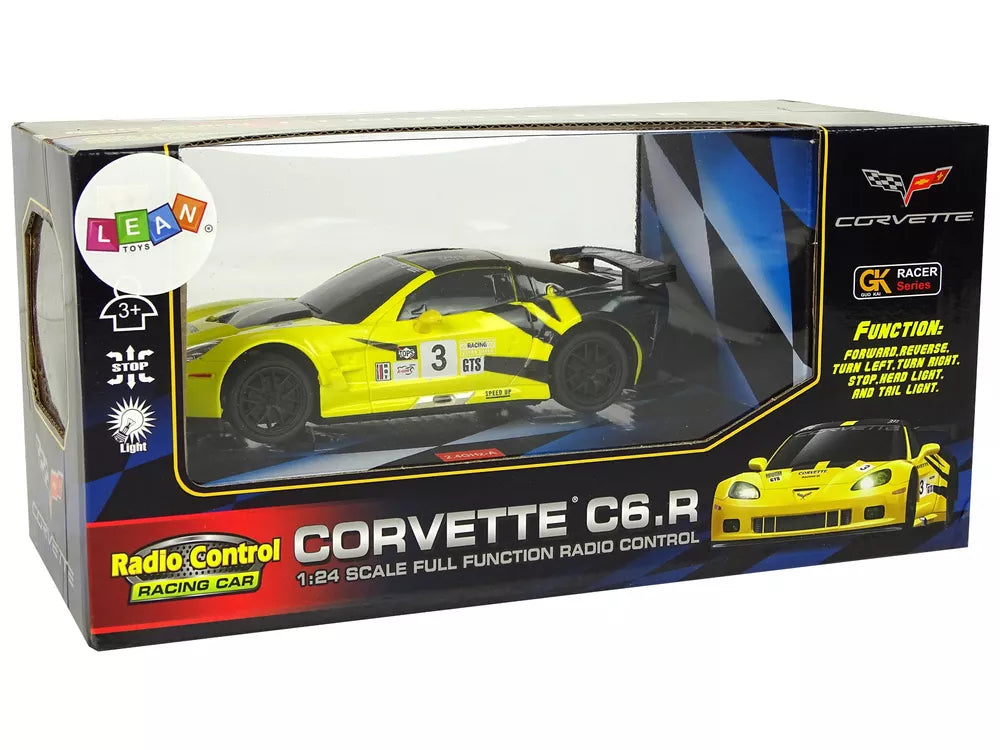 Sportinis automobilis R/C 1:24 Corvette C6.R geltonas 2.4 G žibintai