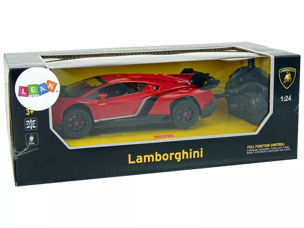 Sportinis automobilis R/C 1:24 Lamborghini Veneno Red 2.4 G Lights
