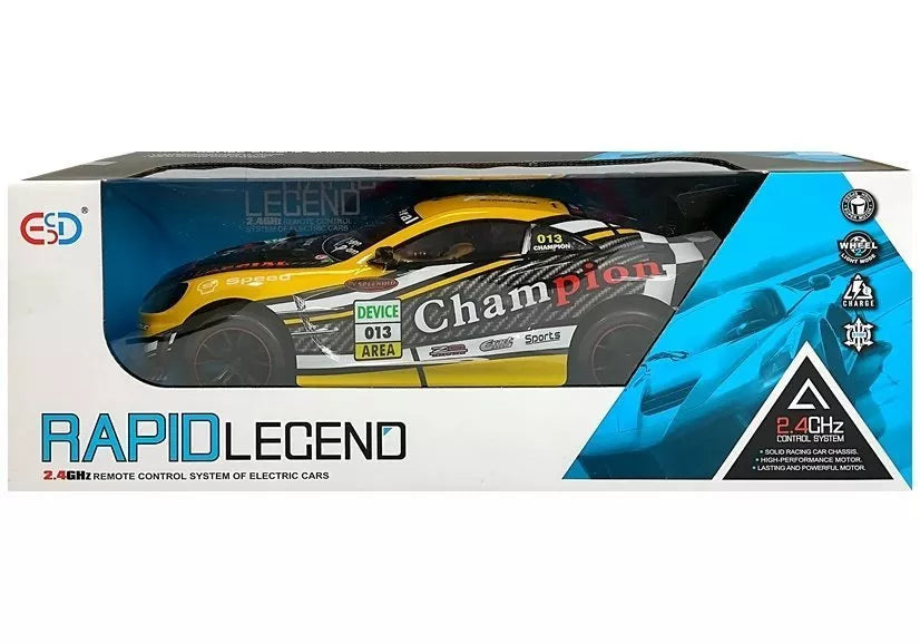 2,4 GHz sporto nuotoliniu būdu valdomas automobilis geltonos spalvos