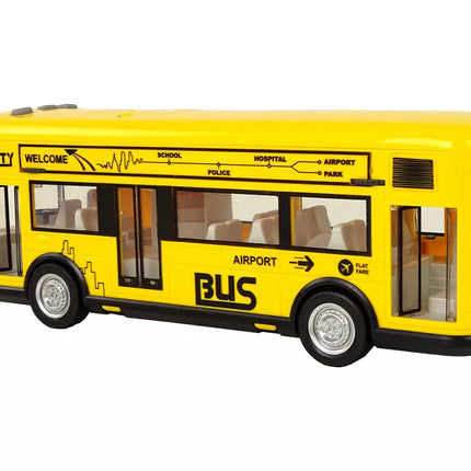 Geltonas miesto autobusas su garso ir šviesos efektu