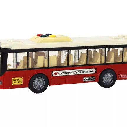 Raudonas autobusas su šviesų ir garso efektais