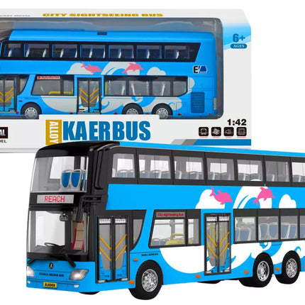 Dviaukštis turistinis autobusas su šviesos efektu