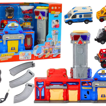 Policijos ir ugniagesių komandos bazės rinkinys su automobiliais