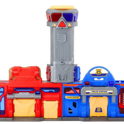 Policijos ir ugniagesių komandos bazės rinkinys su automobiliais