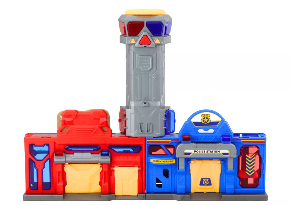 Policijos ir ugniagesių komandos bazės rinkinys su automobiliais