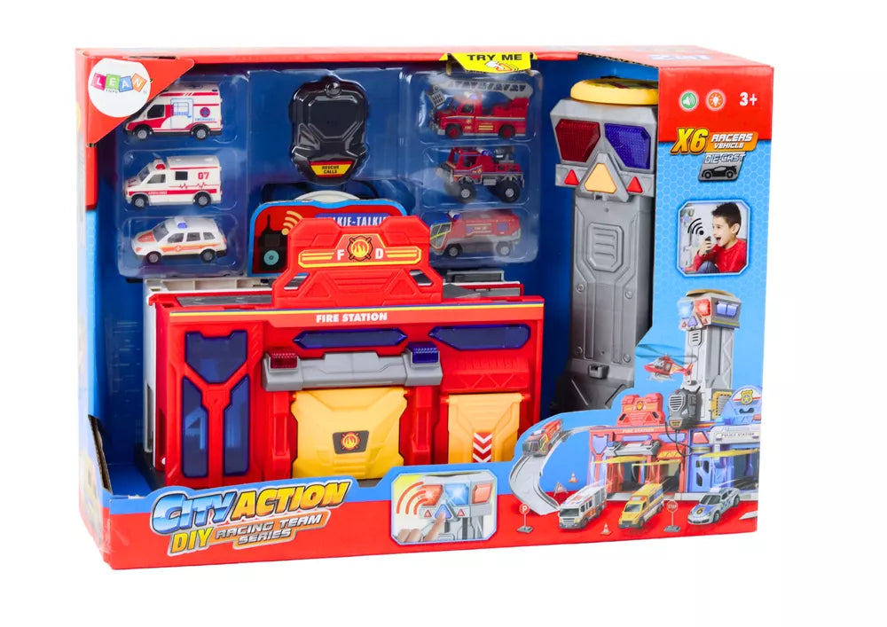 Gaisrinės stoties ligoninės valdymo centras su transporto priemonėmis