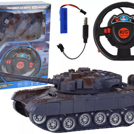 R/C tankas Nuotoliniu būdu valdomi žibintai garso Navy Blue 1:18 27MHz