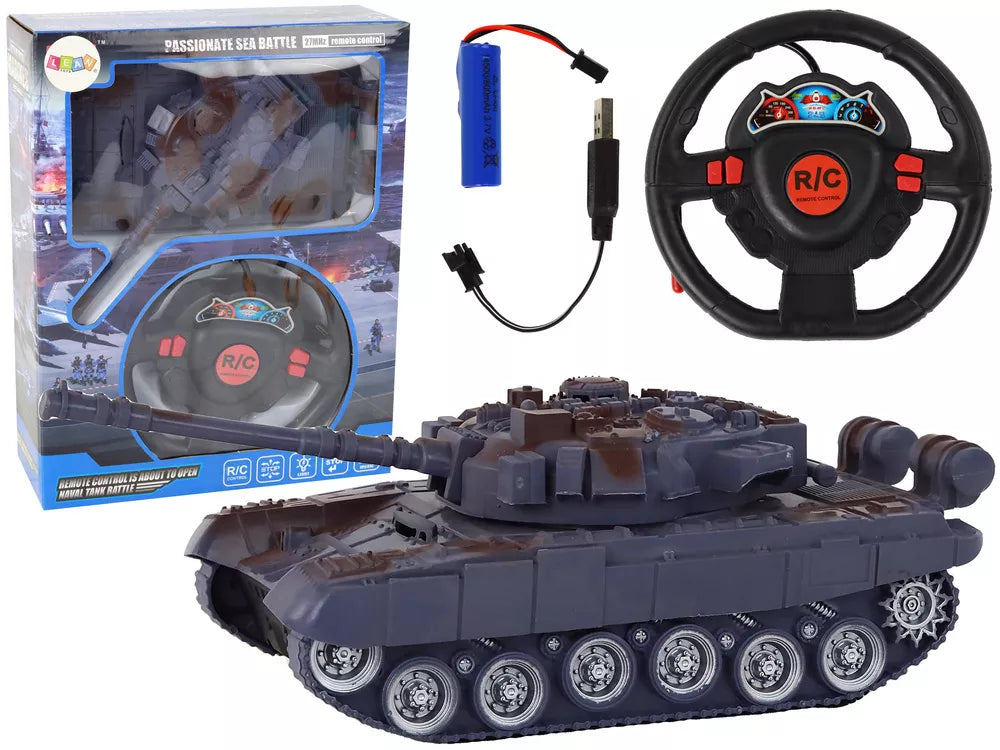 R/C tankas Nuotoliniu būdu valdomi žibintai garso Navy Blue 1:18 27MHz