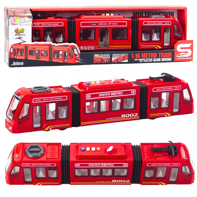 Raudonas miesto metro su šviesos ir garso efektais