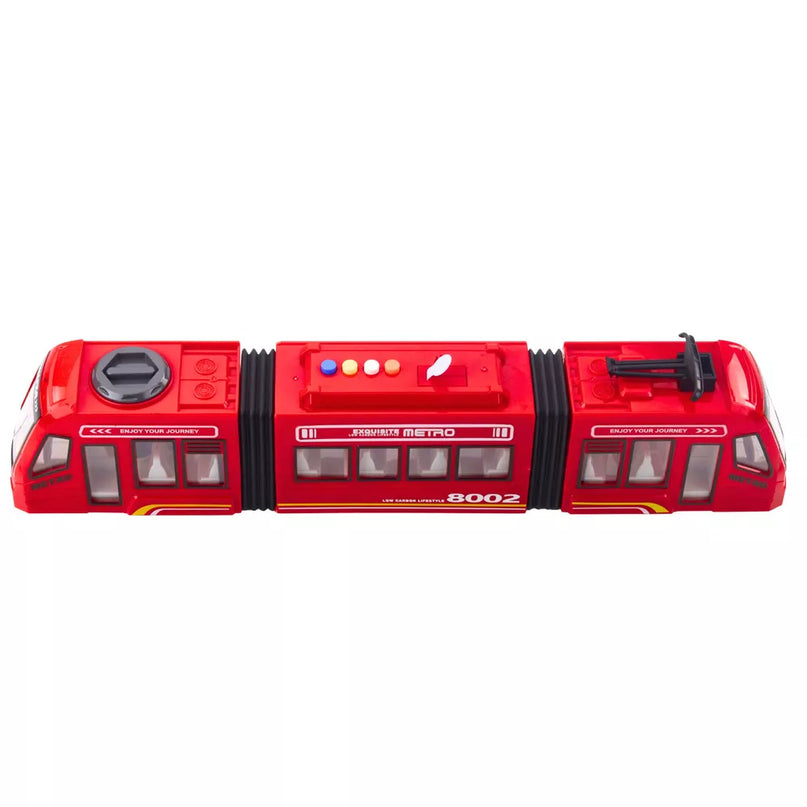 Raudonas miesto metro su šviesos ir garso efektais