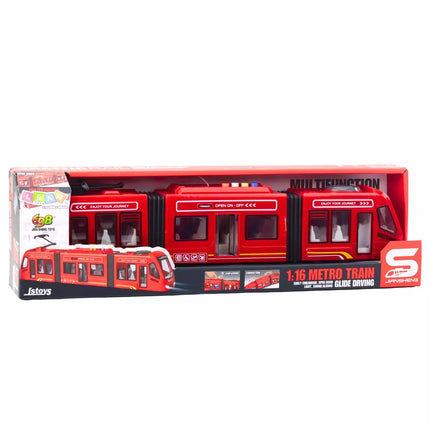 Raudonas miesto metro su šviesos ir garso efektais