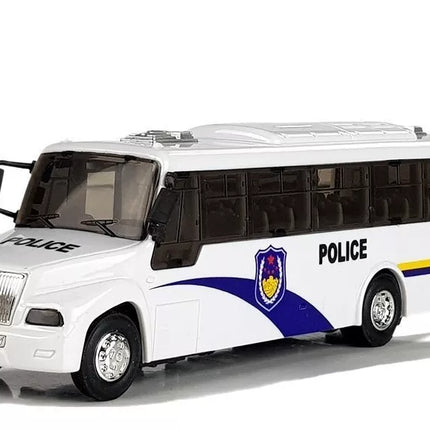 Baltas policijos autobuso modelis su garso efektais