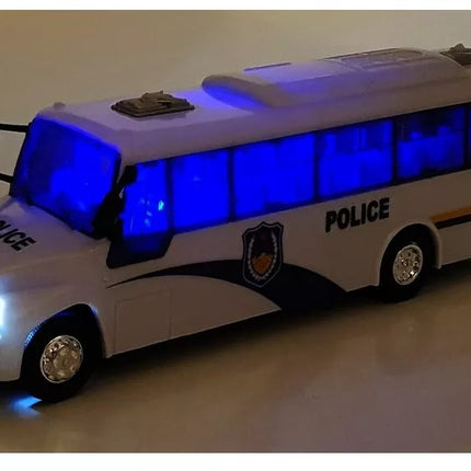 Baltas policijos autobuso modelis su garso efektais
