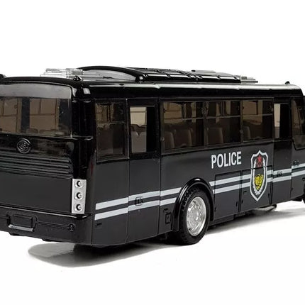 Juodas policijos autobuso modelis su garso efektu