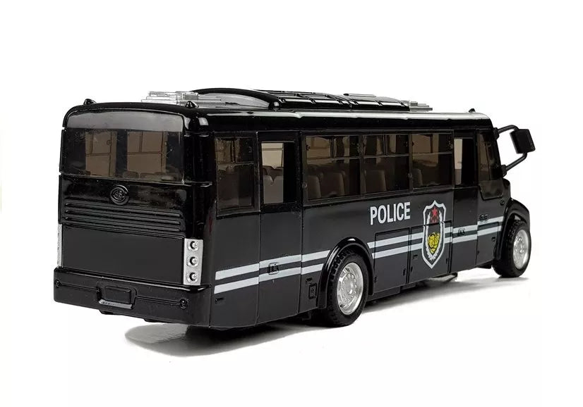 Juodas policijos autobuso modelis su garso efektu