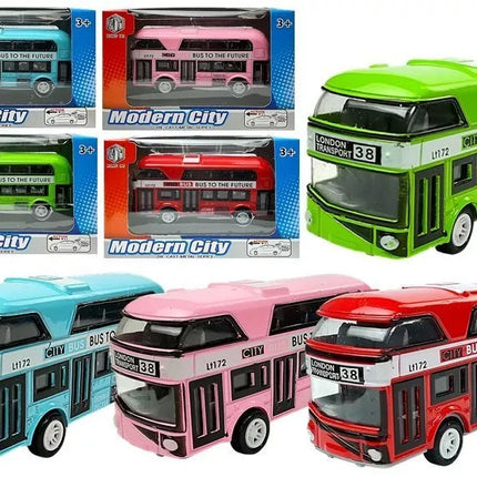 Dviaukštis miesto autobusas su įtempimo pavara