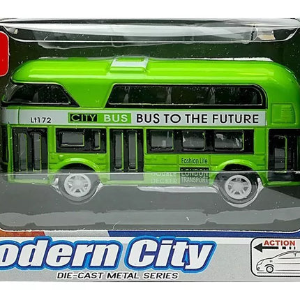 Dviaukštis miesto autobusas su įtempimo pavara