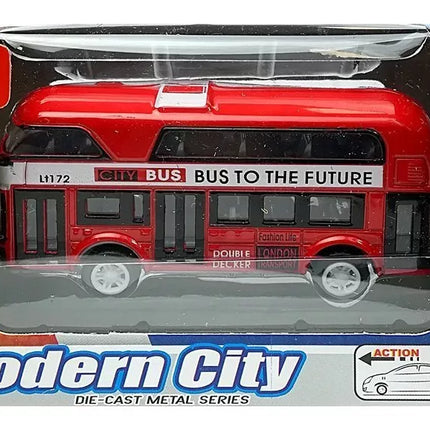 Dviaukštis miesto autobusas su įtempimo pavara