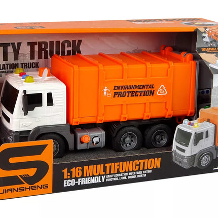 Oranžinė šiukšliavežė su garso ir šviesos efektais