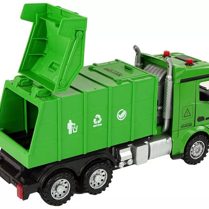 Žalias nuotoliniu būdu valdomas šiukšliavežė Nuotolinio valdymo 2.4G žibintai garsas